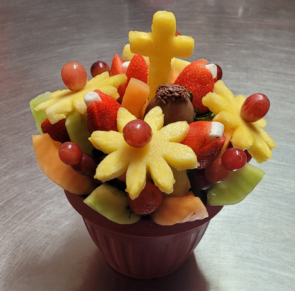 Sympathy Easy Pickins edible fruit arrangement $40.